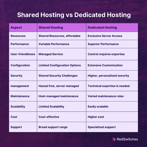 shared vs dedicated hosting