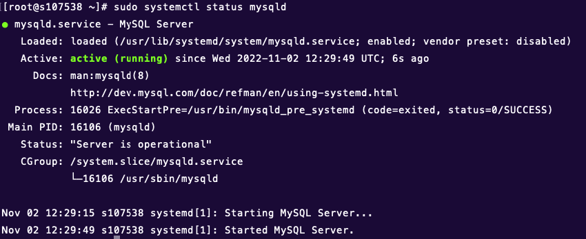 sudo systemctl status mysqld