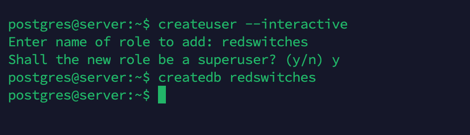 createdb postgresql