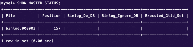 # mysql> SHOW MASTER STATUS