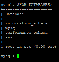 mysql> SHOW DATABASES;
