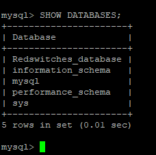 output command to create a database in mysql