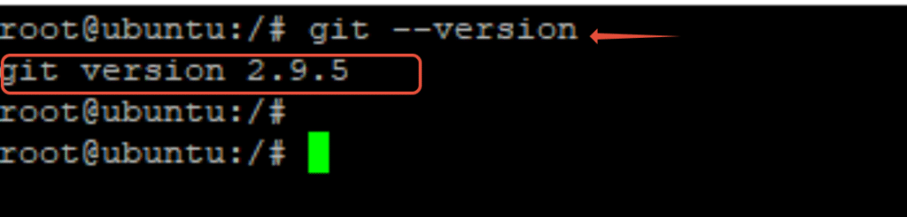 Git is installed on the Ubuntu server