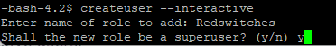 # createuser --interactive