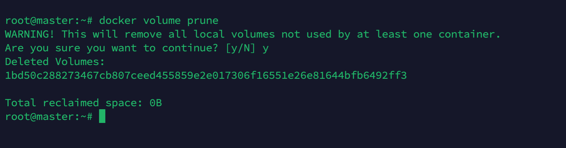 docker volume prune 