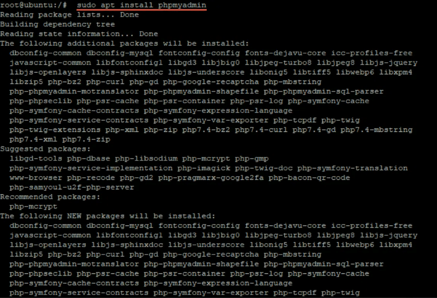 phpmyadmin on ubuntu installation