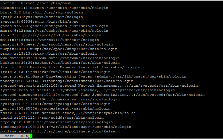 $ more /etc/passwd