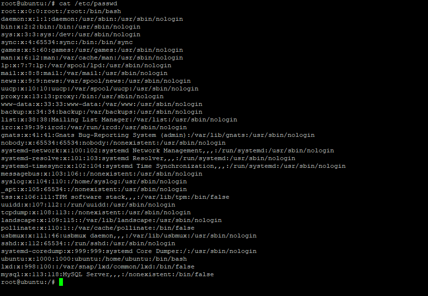 $ cat /etc/passwd
