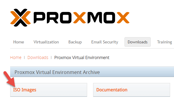 proxmox ISO Images option