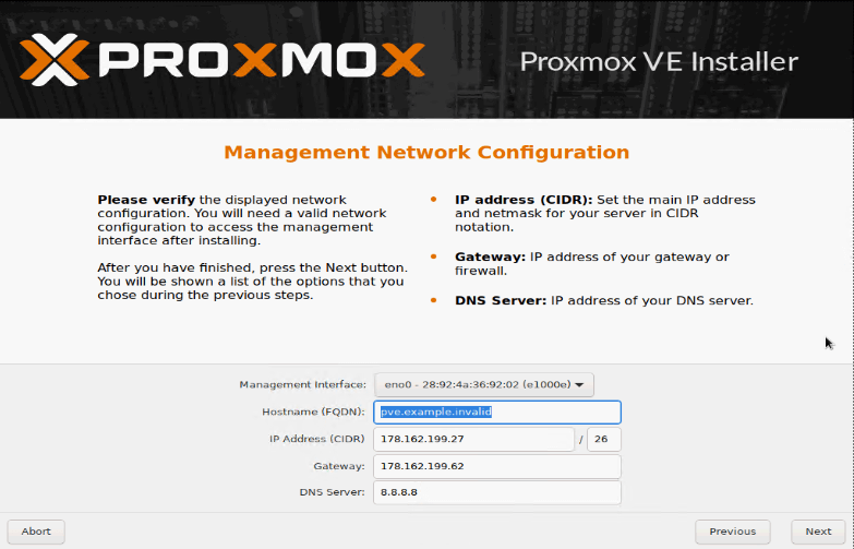 proxmox management network configuration