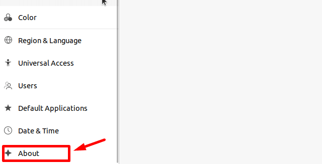 Select the About tab in the System Settings window