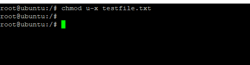 # chmod u-x testfile.txt