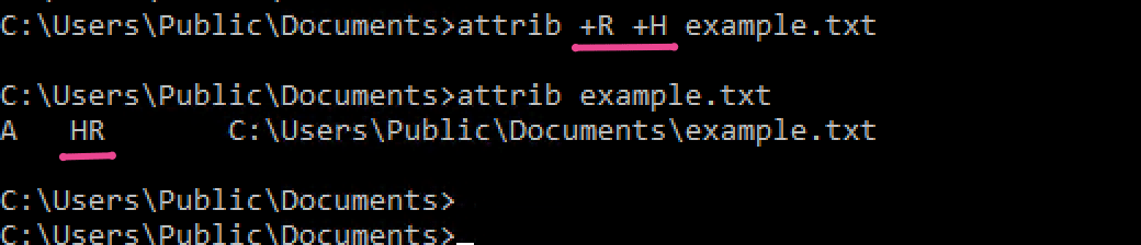 attrib +R +H