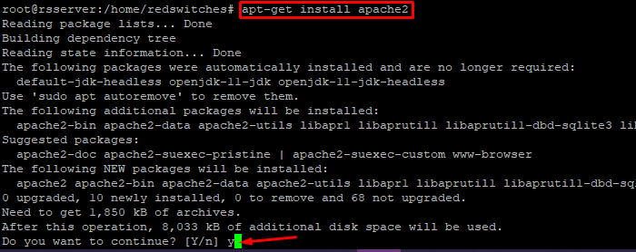 #apt-get install apache2