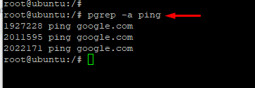 pgrep -a ping