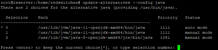 Set default JAVA alternatives on ubuntu