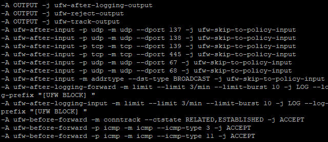 # sudo iptables -D INPUT -j DROP