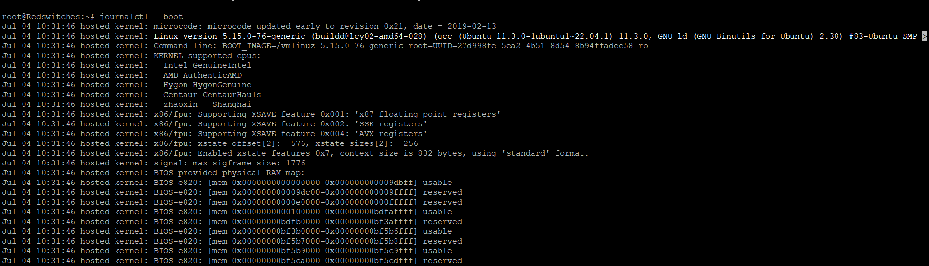 View the Boot Logs in journalctl