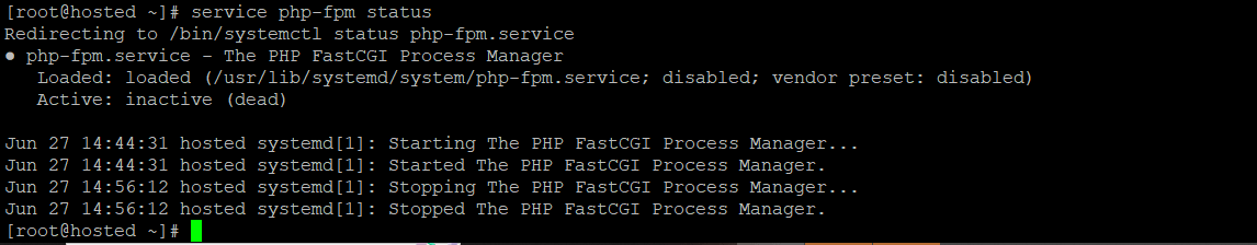 php fpm service status