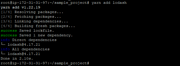 yarn Adding a Dependency