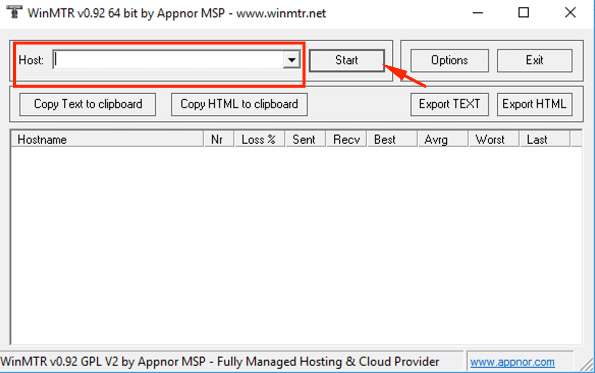 Install and Start WinMTR