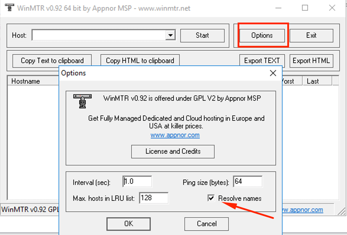 WinMTR with resolve names