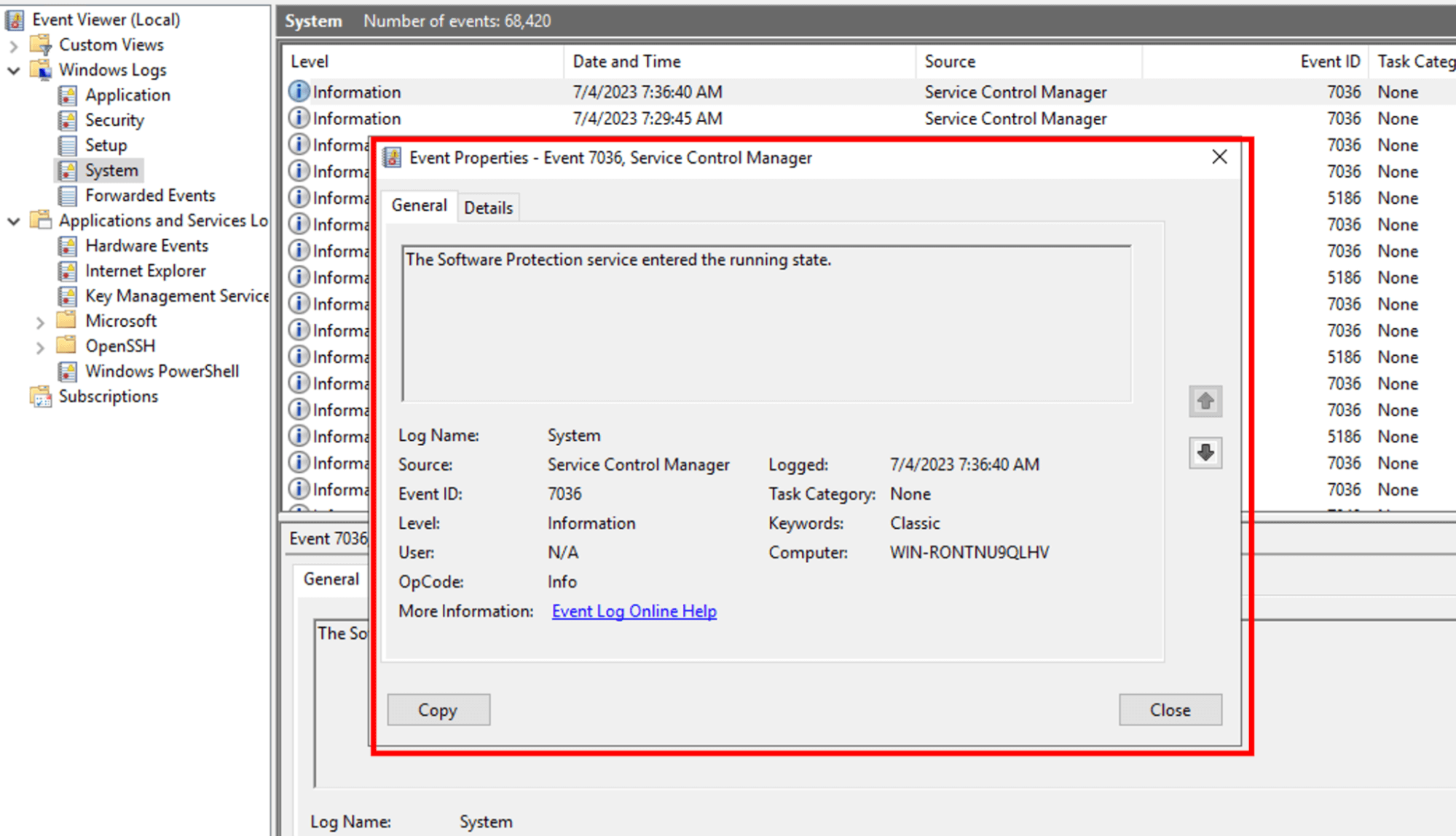 detailed logs