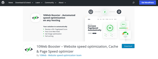 10Web Booster wordpress cache plugin