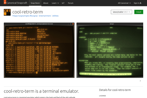 Cool Retro Term terminal for ubuntu