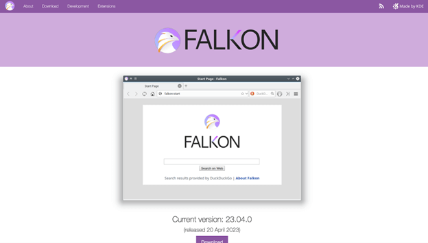 Falkon best linux browsers