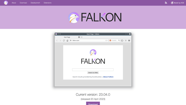 Falkon is among the best browsers for ubuntu