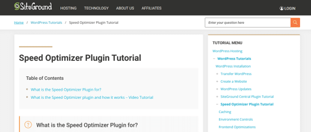 SiteGround Optimizer wordpress cache plugin