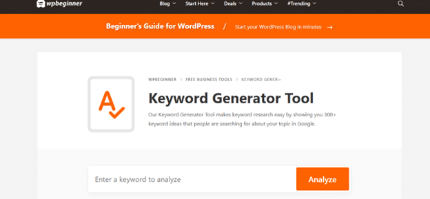 wp beginner keyword generator