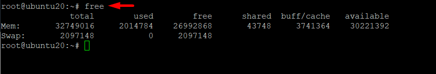 free Command to See the Physical and Swap Space Memory Capacity