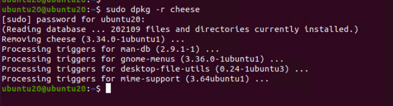 sudo dpkg -r <package name>