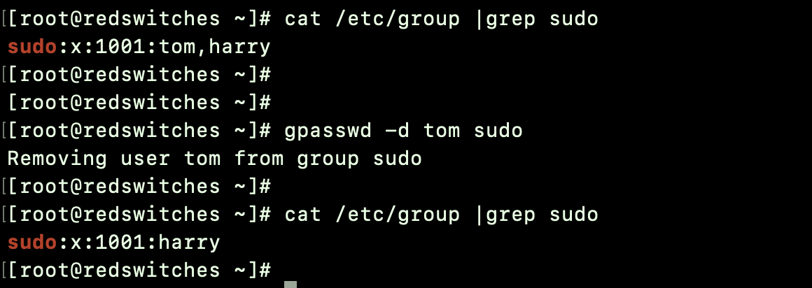 Delete a User from a Group with the gpasswd Command