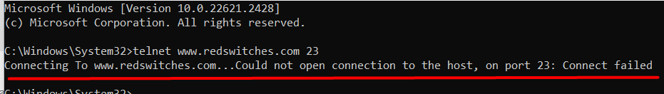 Test Open Ports Using Telnet in Windows