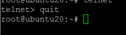 enter quit to leave the Telnet shell and terminate the session
