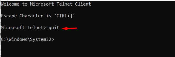 Launch the Microsoft Telnet