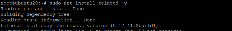 #sudo apt install telnetd -y