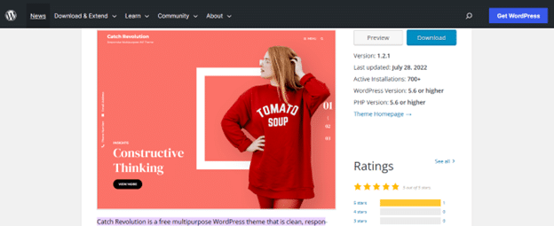 Catch Revolution best wordpress themes for blogs