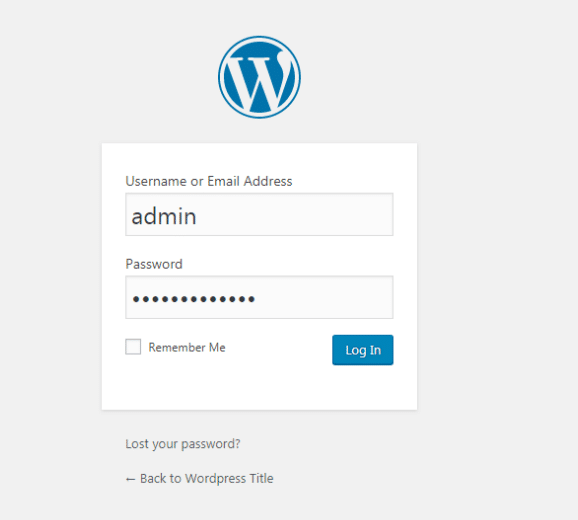 Enter Credentials after WordPress installation