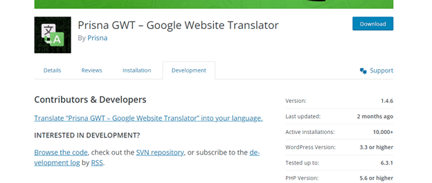 Google Website Translator wordpress translation plugin