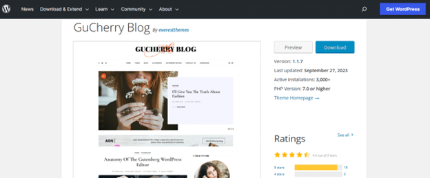 GuCherry Blog best wordpress themes for blogs