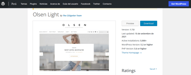 Olsen Light best wordpress themes for blogs