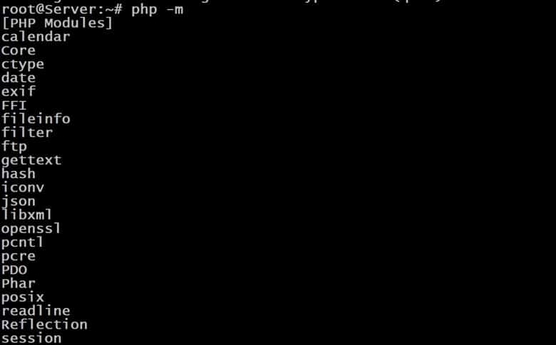 php -m