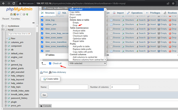 restore mysqldatabase with phpmyadmin