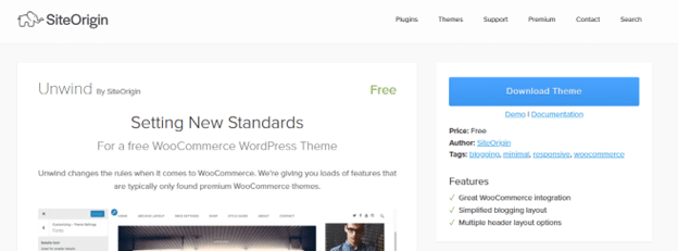 SiteOrigin Unwind best wordpress themes for blogs