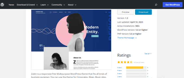 Zubin best wordpress themes for blogs