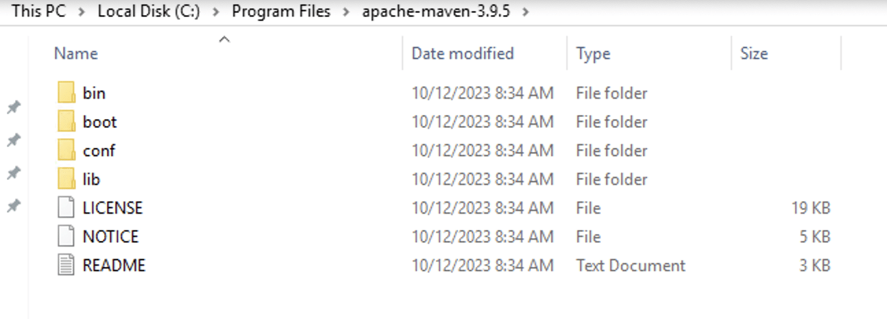 We’ll extract the archive to C:\Program Files\apache-maven-3.9.5.